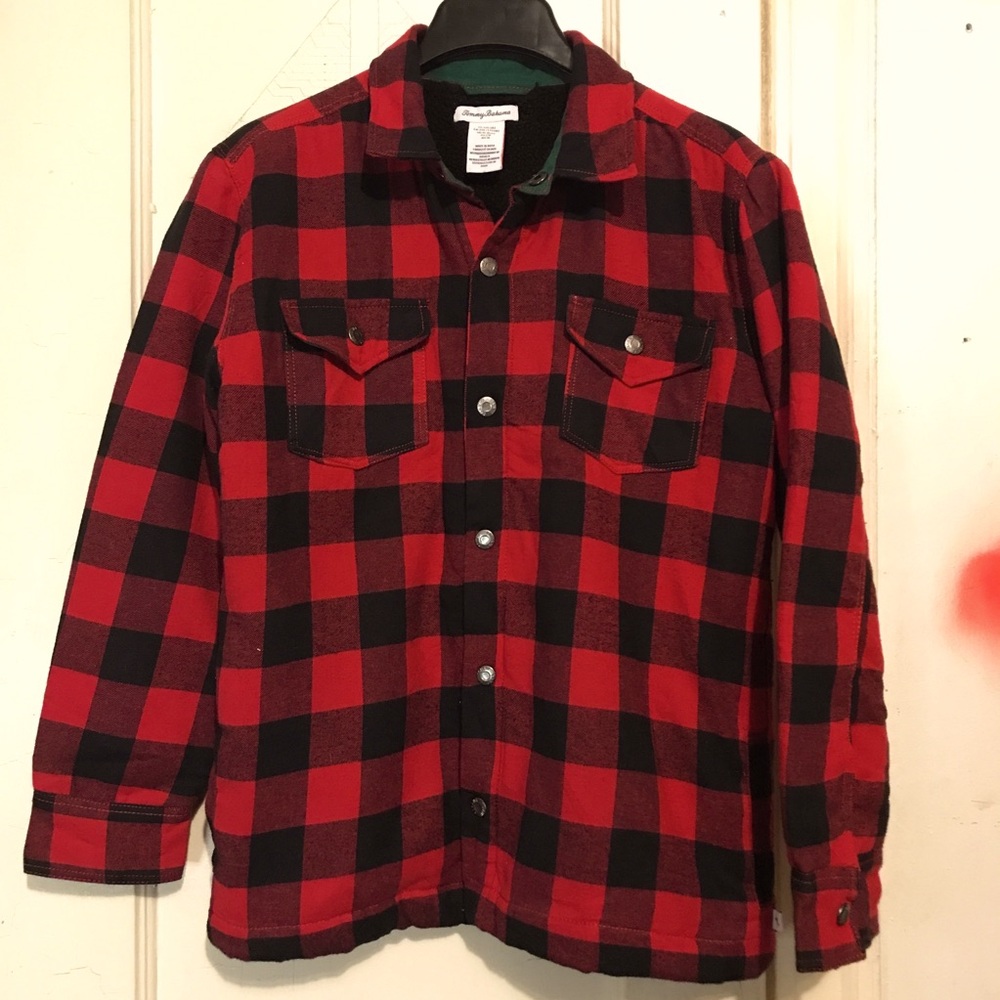 Tommy Bahama Flannel Shirt Jacket Plaid Boys Size 16 / XXL